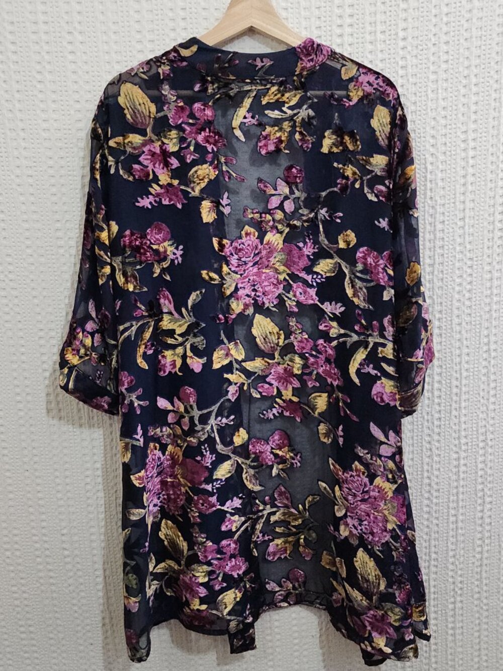 Catherines Velvet Burnout Floral Sheer Kimono Festival Whimsigoth Boho 4X/5X - Picture 3 of 13